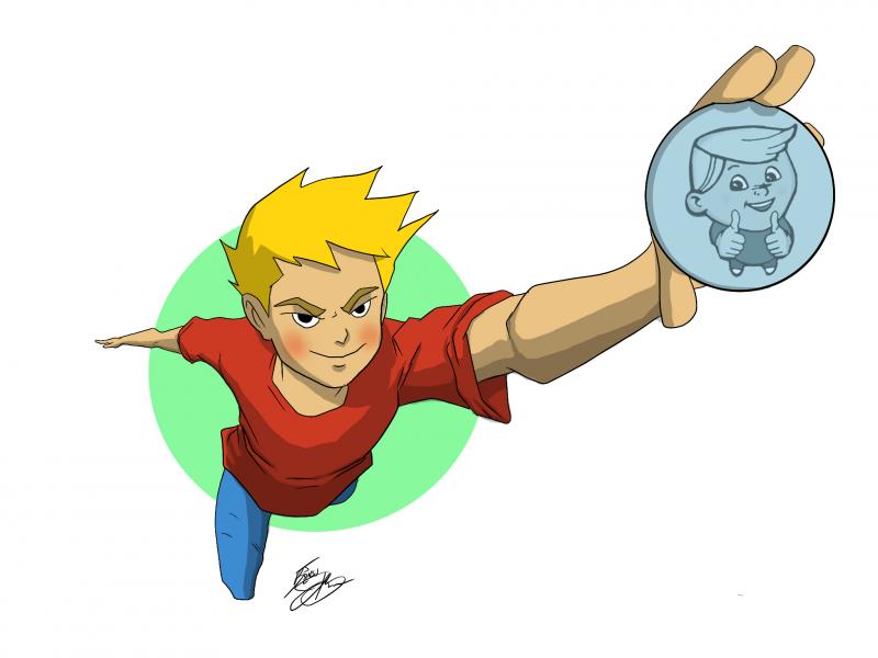 New cartoon button logo